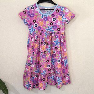 Hanna Andersson Pink Floral Twirl Dress Girls Size 6-7